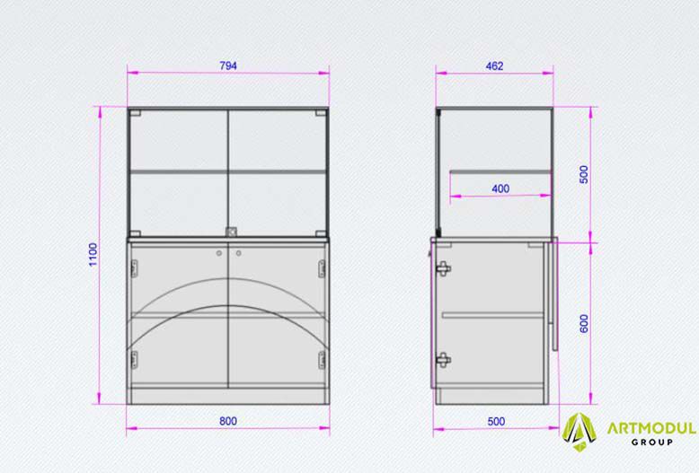 Чертеж - Витрина для островка ЛТК-1.5 левая