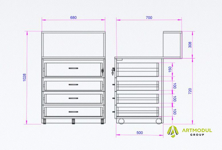 Креслення -Вітрина для островка ЮМТ-4