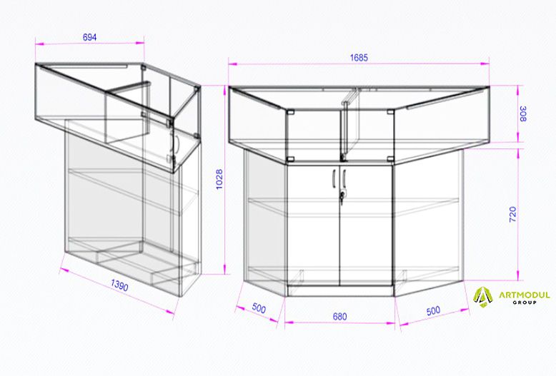 Креслення -Вітрина для островка ЮМТ-6