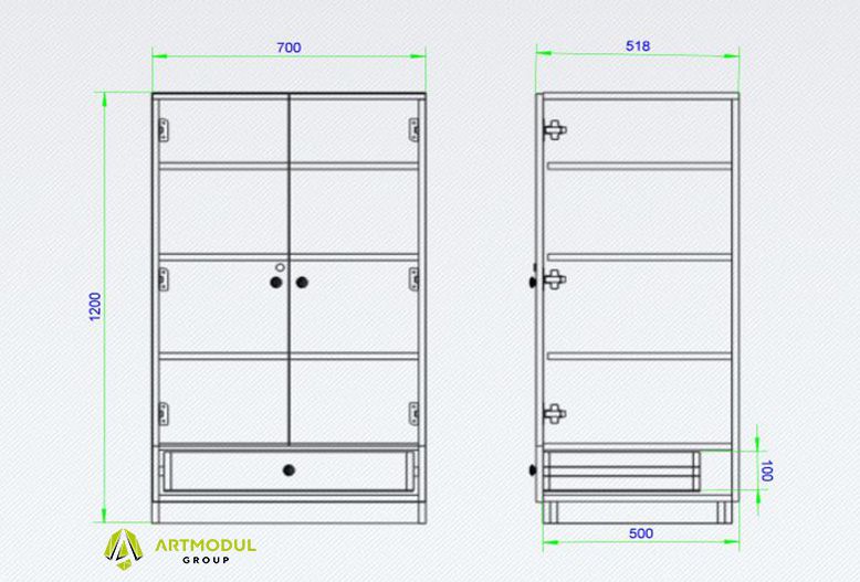Чертеж - Витрина для островка ОТК-22