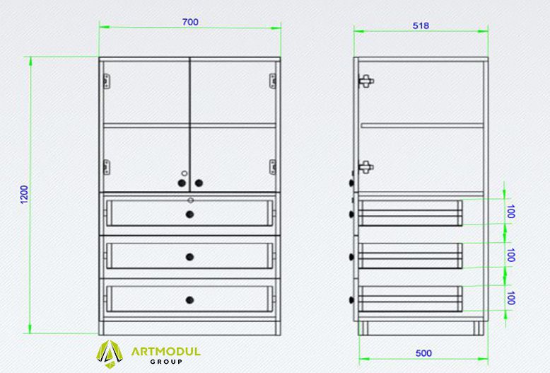 Чертеж - Витрина для островка ОТК-24