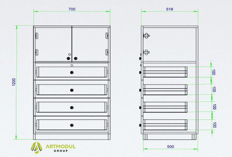 Креслення -Вітрина для островка ОТК-25