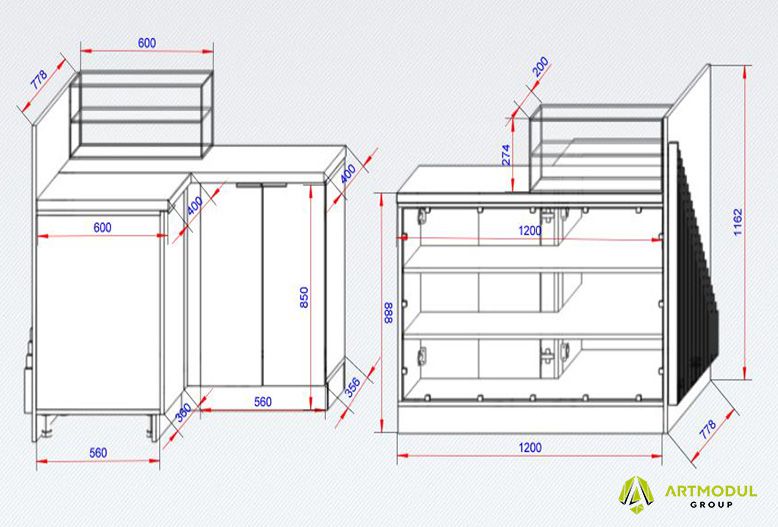Креслення -Вітрина для островка МКО-5