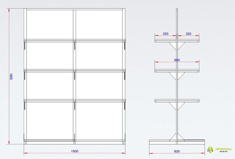 Чертеж - Витрина для магазина ОТМ-9