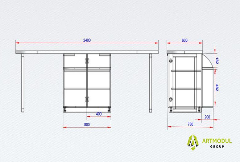 Чертеж - Стол маникюрный ОТМ-21
