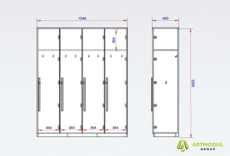 Чертеж - Шкаф для вешалок ОТМ-22