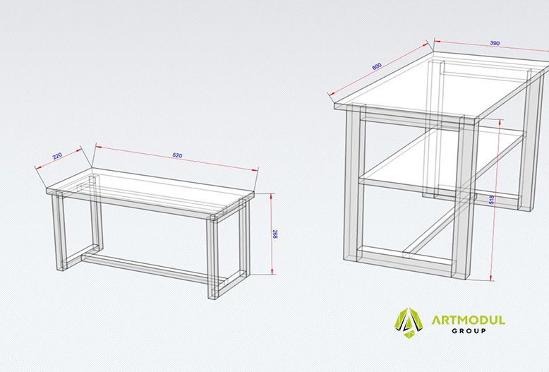 Креслення -Стіл та підставка для педікюра ОТМ-28